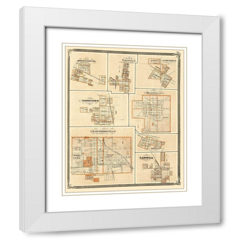 Brownsburg, Plainfield, Jamestown Indiana White Modern Wood Framed Art Print with Double Matting by Baskin