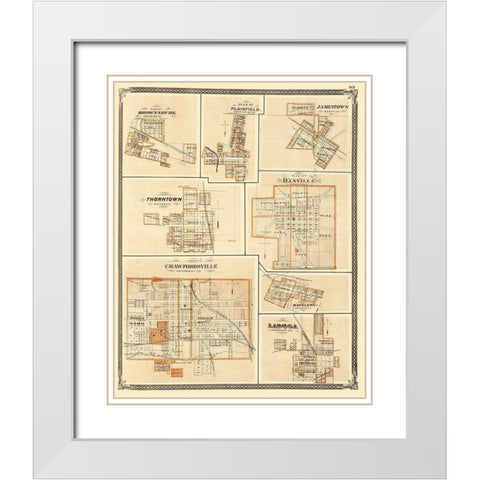 Brownsburg, Plainfield, Jamestown Indiana White Modern Wood Framed Art Print with Double Matting by Baskin