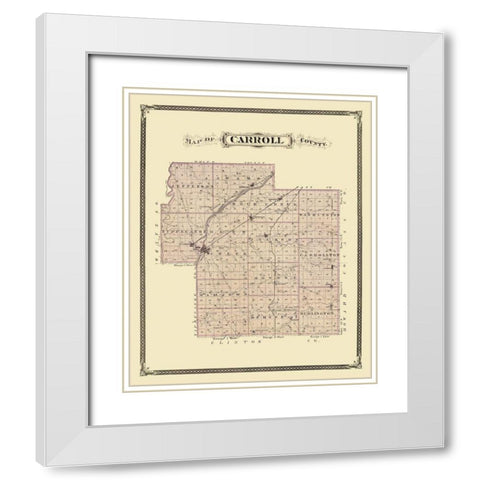 Carroll Indiana Landowner - Andreas 1876 White Modern Wood Framed Art Print with Double Matting by Andreas