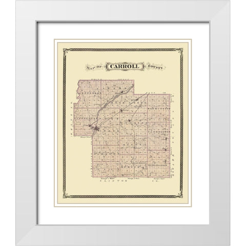 Carroll Indiana Landowner - Andreas 1876 White Modern Wood Framed Art Print with Double Matting by Andreas