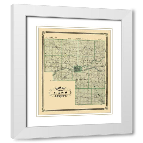 Cass Indiana Landowner - Andreas 1876 White Modern Wood Framed Art Print with Double Matting by Andreas