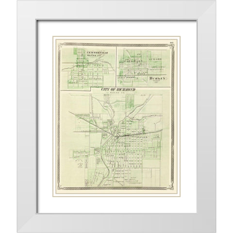 Centreville, Dublin, Richmond Indiana - Baskin White Modern Wood Framed Art Print with Double Matting by Baskin