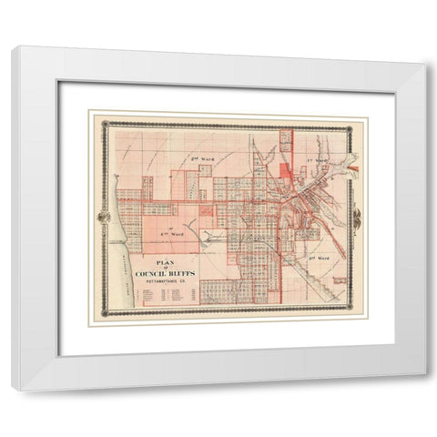 Council Bluffs Iowa - Andreas 1875 White Modern Wood Framed Art Print with Double Matting by Andreas