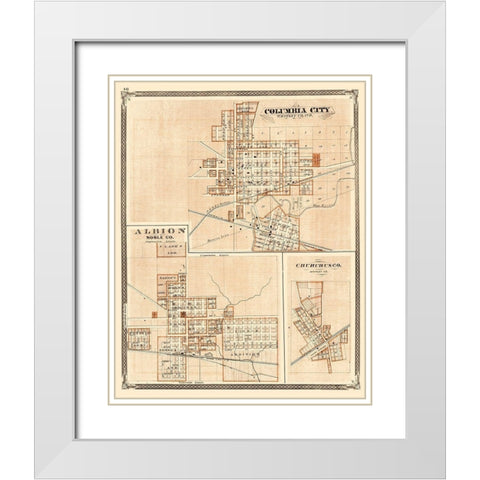 Columbus City, Abion, Churubusco Indiana White Modern Wood Framed Art Print with Double Matting by Baskin