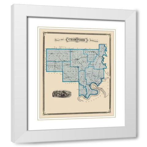 Crawford Indiana Landowner - Andreas 1876 White Modern Wood Framed Art Print with Double Matting by Andreas