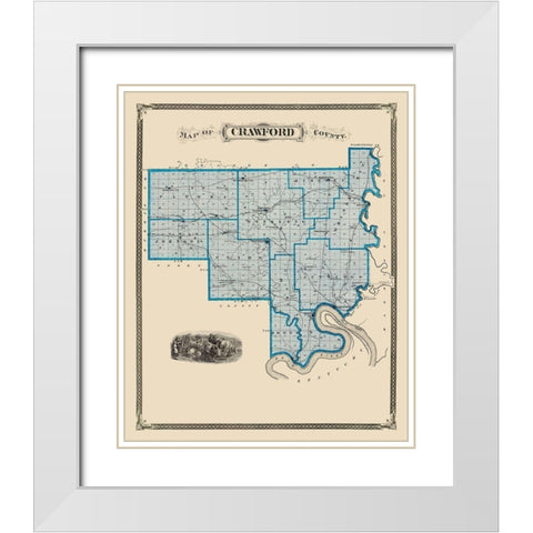 Crawford Indiana Landowner - Andreas 1876 White Modern Wood Framed Art Print with Double Matting by Andreas