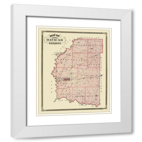Daviess  Washington Indiana - Andreas 1876 White Modern Wood Framed Art Print with Double Matting by Andreas