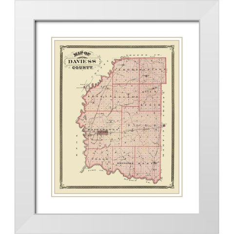 Daviess  Washington Indiana - Andreas 1876 White Modern Wood Framed Art Print with Double Matting by Andreas