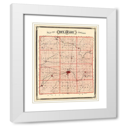 Delaware  Muncie Indiana - Andreas 1876 White Modern Wood Framed Art Print with Double Matting by Andreas