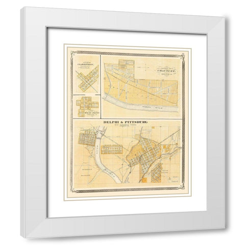 Delphi Indiana - Baskin 1876 White Modern Wood Framed Art Print with Double Matting by Baskin