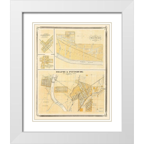 Delphi Indiana - Baskin 1876 White Modern Wood Framed Art Print with Double Matting by Baskin