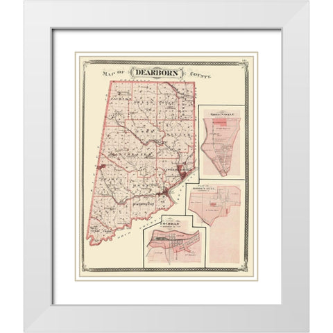 Dearborn Indiana - Baskin 1876 White Modern Wood Framed Art Print with Double Matting by Baskin