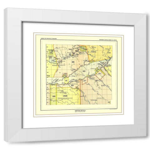 Indiana - Detail - Hoen 1896 White Modern Wood Framed Art Print with Double Matting by Hoen