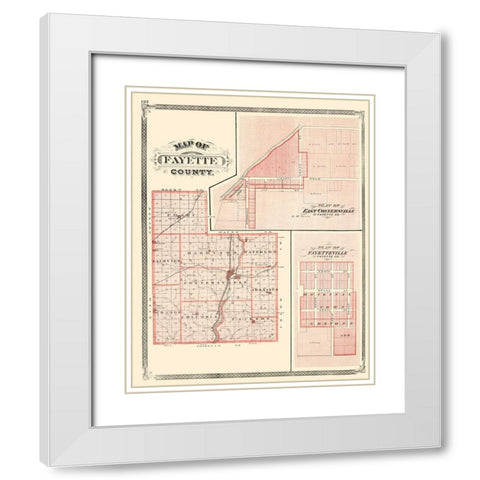 Fayette Indiana - Baskin 1876 White Modern Wood Framed Art Print with Double Matting by Baskin
