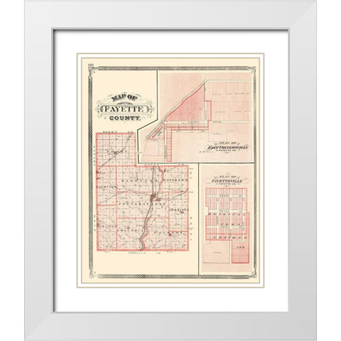 Fayette Indiana - Baskin 1876 White Modern Wood Framed Art Print with Double Matting by Baskin