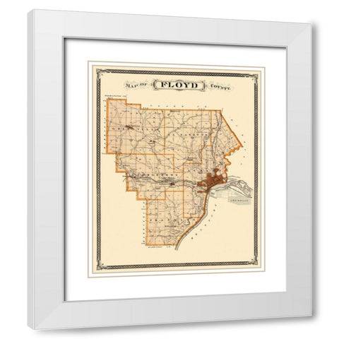 Floyd Indiana Landowner - Andreas 1876 White Modern Wood Framed Art Print with Double Matting by Andreas