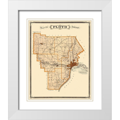 Floyd Indiana Landowner - Andreas 1876 White Modern Wood Framed Art Print with Double Matting by Andreas