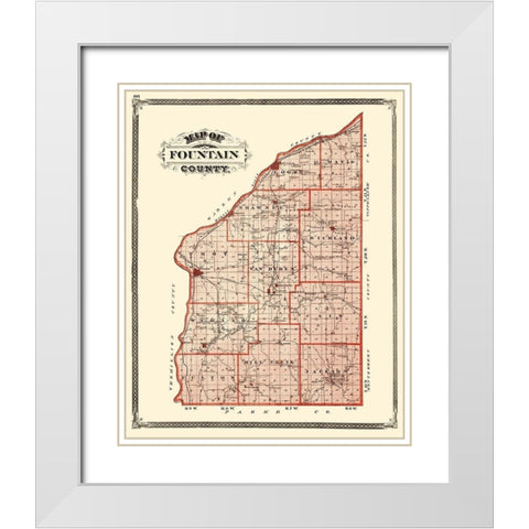 Fountain Indiana - Baskin 1876 White Modern Wood Framed Art Print with Double Matting by Baskin