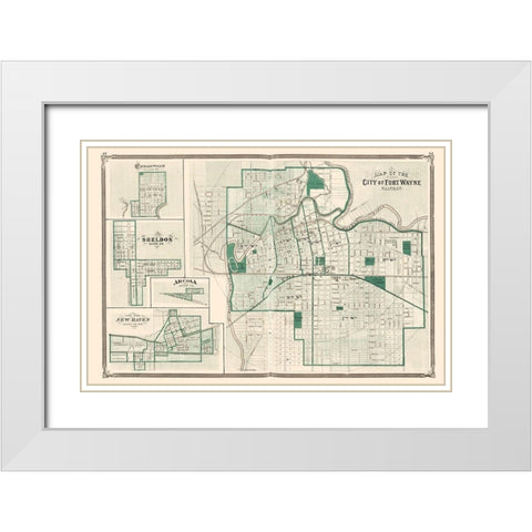 Fort Wayne Indiana Landowner - Baskin 1876 White Modern Wood Framed Art Print with Double Matting by Baskin