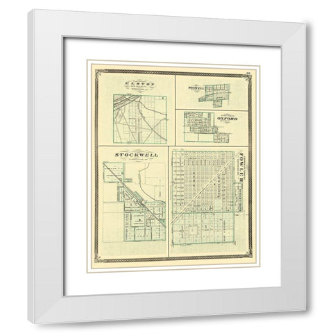 Fowler Indiana - Baskin 1876 White Modern Wood Framed Art Print with Double Matting by Baskin