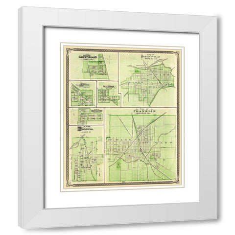 Franklin, Shelbyville, Greenwood Indiana White Modern Wood Framed Art Print with Double Matting by Baskin