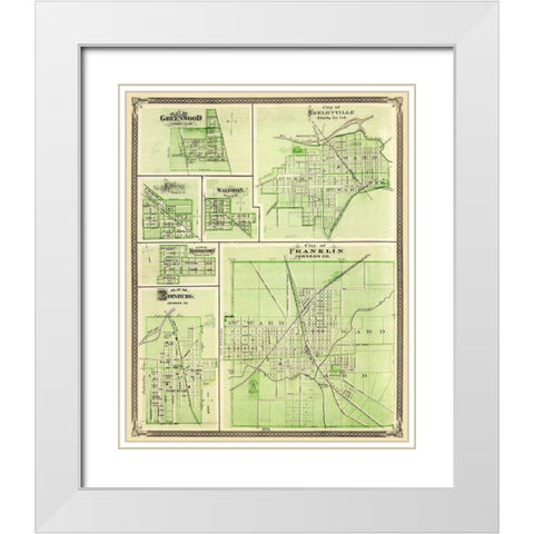 Franklin, Shelbyville, Greenwood Indiana White Modern Wood Framed Art Print with Double Matting by Baskin