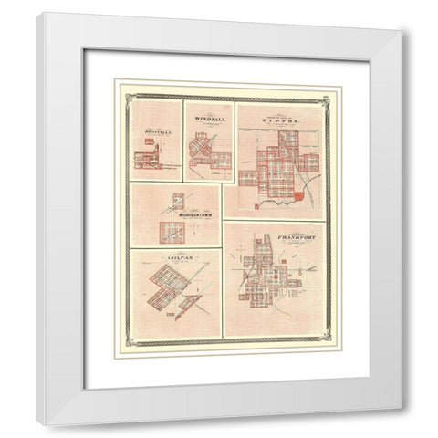 Frankfort, Colfax, Michigantown, Tipton Indiana White Modern Wood Framed Art Print with Double Matting by Baskin