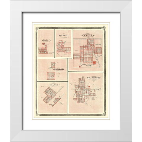 Frankfort, Colfax, Michigantown, Tipton Indiana White Modern Wood Framed Art Print with Double Matting by Baskin
