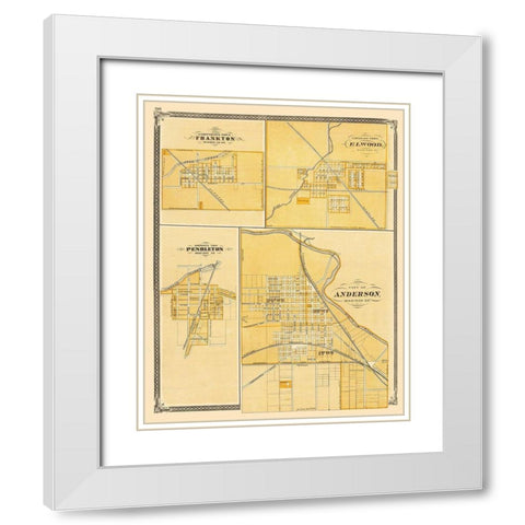 Frankton, Elwood, Pendleton, Anderson Indiana White Modern Wood Framed Art Print with Double Matting by Baskin