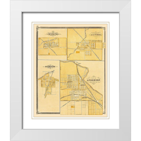 Frankton, Elwood, Pendleton, Anderson Indiana White Modern Wood Framed Art Print with Double Matting by Baskin