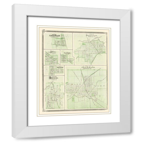 Franklin, Shelbyville, Greenwood, Edinburg Indiana White Modern Wood Framed Art Print with Double Matting by Baskin