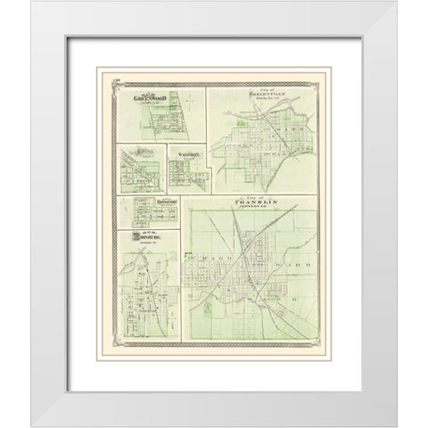 Franklin, Shelbyville, Greenwood, Edinburg Indiana White Modern Wood Framed Art Print with Double Matting by Baskin
