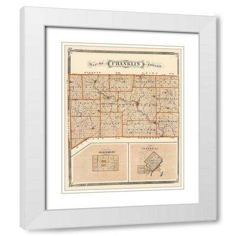 Franklin Indiana - Baskin 1876 White Modern Wood Framed Art Print with Double Matting by Baskin