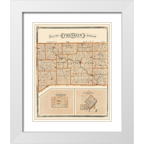 Franklin Indiana - Baskin 1876 White Modern Wood Framed Art Print with Double Matting by Baskin