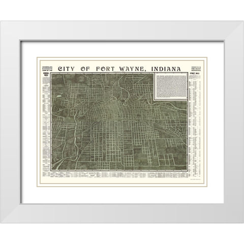 Fort Wayne Indiana - Hixson 1907 White Modern Wood Framed Art Print with Double Matting by Hixson