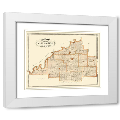 Gibson Indiana - Baskin 1876 White Modern Wood Framed Art Print with Double Matting by Baskin