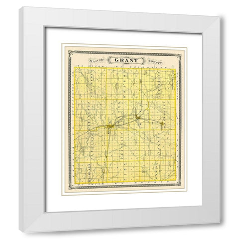 Grant Indiana Landowner - Andreas 1876 White Modern Wood Framed Art Print with Double Matting by Andreas
