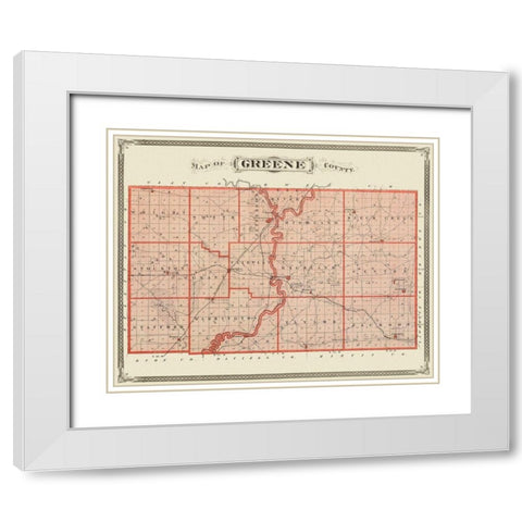 Greene Indiana Landowner - Andreas 1876 White Modern Wood Framed Art Print with Double Matting by Andreas