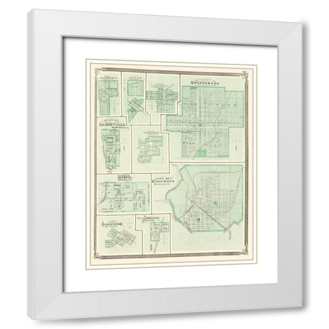 Greensburg, Columbus, Hartsville, Hope Indiana White Modern Wood Framed Art Print with Double Matting by Baskin