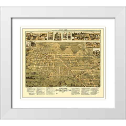 Greencastle Indiana - Shober 1886 White Modern Wood Framed Art Print with Double Matting by Shober