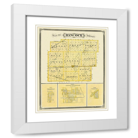 Hancock Indiana Landowner - Andreas 1876 White Modern Wood Framed Art Print with Double Matting by Andreas