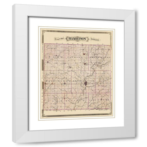 Hamilton Indiana Landowner - Andreas 1876 White Modern Wood Framed Art Print with Double Matting by Andreas