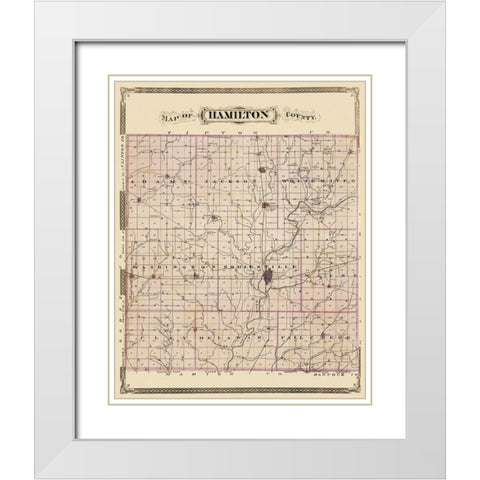 Hamilton Indiana Landowner - Andreas 1876 White Modern Wood Framed Art Print with Double Matting by Andreas
