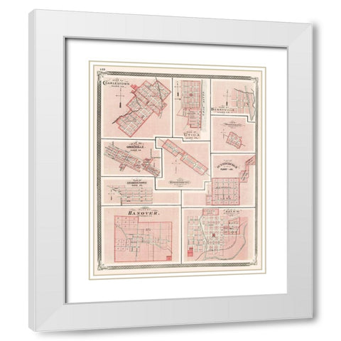 Hanover, Charlestown, Utica, Salem, Greenville White Modern Wood Framed Art Print with Double Matting by Baskin