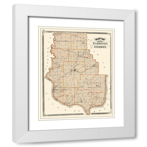Harrison Indiana - Baskin 1876 White Modern Wood Framed Art Print with Double Matting by Baskin