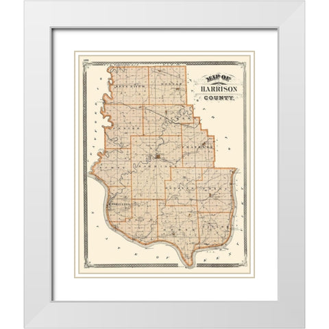 Harrison Indiana - Baskin 1876 White Modern Wood Framed Art Print with Double Matting by Baskin