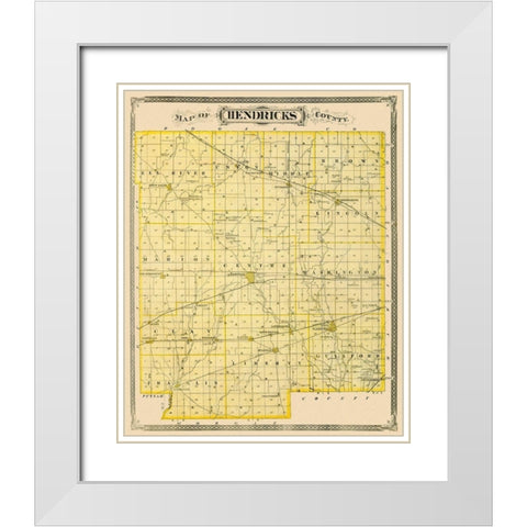 Hendricks Indiana Landowner - Andreas 1876 White Modern Wood Framed Art Print with Double Matting by Andreas
