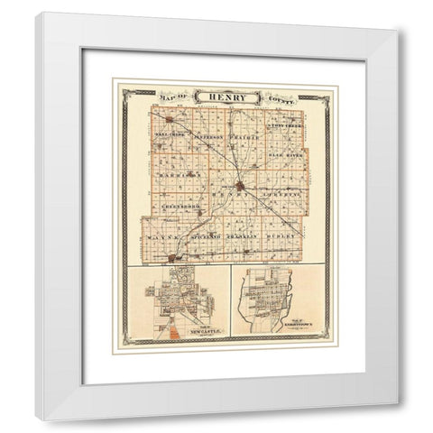 Henry Indiana Landowner - Andreas 1876 White Modern Wood Framed Art Print with Double Matting by Andreas