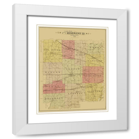 Hendricks Indiana - Ogle 1904 White Modern Wood Framed Art Print with Double Matting by Ogle