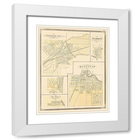 Huntington Indiana - Baskin 1876 White Modern Wood Framed Art Print with Double Matting by Baskin